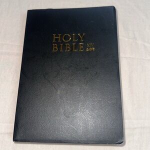 The Holy Bible King James Version Soft Black Cover Small Print EUC